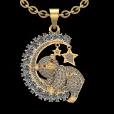 3.07 Ctw VS/SI1 Ruby and Diamond 14K Yellow Gold teddy bear necklace ( ALL DIAMOND ARE LAB GROWN )