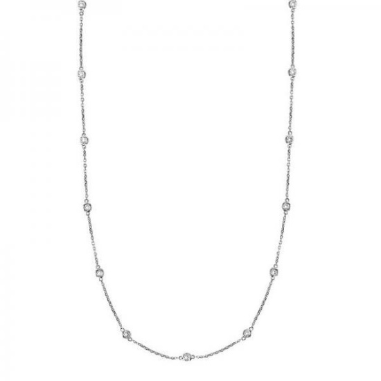 36 inch Station Station Necklace 14k White Gold 1.00ctw