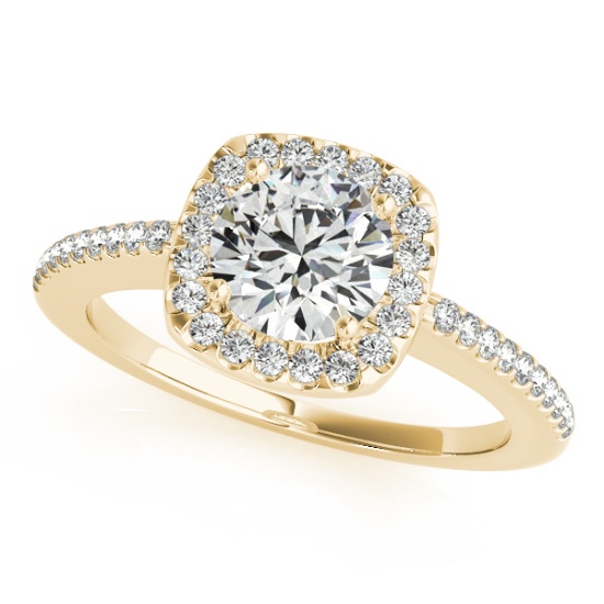 Certified 1.05Ctw SI2/I1 Diamond 14K Yellow Gold Engagement Halo Ring