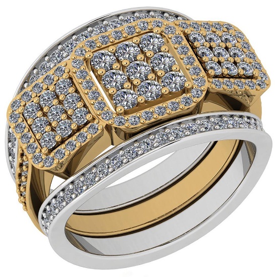 Certified 1.36 Ctw Diamond VS2/SI1 2 Tone Engagement 14K White And Yellow Gold Ring