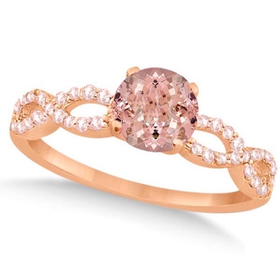 Diamond and Morganite Infinity Engagement Ring 14K Rose Gold 1.45ctw