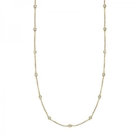 36 inch Station Station Necklace 14k Yellow Gold 1.00ctw