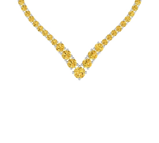 4.80 Ctw i2/i3 Treated Fancy Yellow Diamond 14K White Gold Necklace