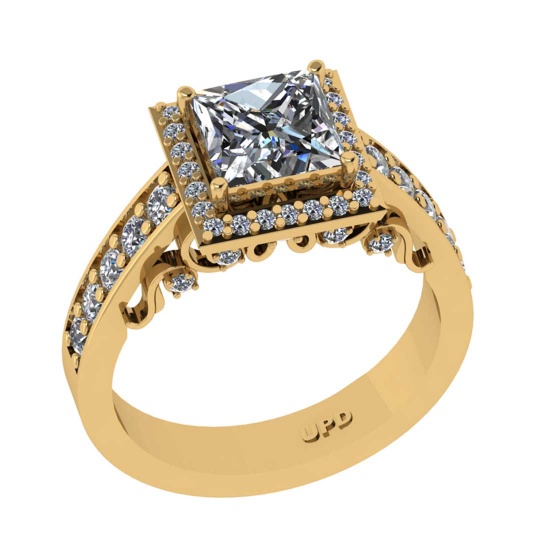 2.25 Ctw SI2/I1 Diamond 14K Yellow Gold Engagement Halo Ring