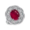 6.36 CtwSI2/I1 Ruby And Diamond 14K White Gold Vintage Style Ring