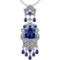 Certified 11.78 Ctw VS/SI1 Tanzanite,Blue Sapphire And Diamond 14K White Gold Vintage Style Necklace