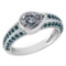 Certified 1.72 Ctw I2/I3 Treated Fancy Blue And White Diamond 14K White Gold Vintage Style Anniversa