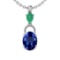 Certified 5.36 Ctw VS/SI1 Tanzanite,Emerald And Diamond 14K White Gold Vintage Style Necklace