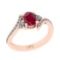 1.58 Ctw I2/I3 Ruby And Diamond 14K Rose Gold Bypass Engagement Ring