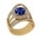 3.73 Ctw SI2/I1 Tanzanite And Diamond 14K Yellow Gold Vintage Style Engagement Ring