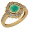 1.15 Ctw I2/I3 Emerald And Diamond 14K Yellow Gold Engagement Ring