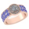 Certified 2.08 Ctw I2/I3 Tanzanite And Diamond 14K Rose Gold Victorian Style Engagement Halo Ring