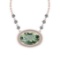 Certified 32.00 Ctw I2/I3 Green Amethyst And Diamond 14K Rose Gold Pendant