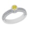 0.92 Ctw I2/I3 Treated Fancy Yellow And White Diamond 14K White Gold Vintage Style Engagement Ring