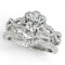 Certified 0.85 Ctw SI2/I1 Diamond 14K White Gold Bridal Wedding Set Ring