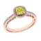 1.18 Ctw Gia certified Natural Light Fancy Yellow And White Diamond 14K Rose Gold Engagement Ring