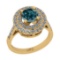 2.39 Ctw I2/I3 Treated Fancy Blue And White Diamond 10K Yellow Gold Engagement Halo Ring