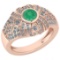 Certified 1.04 Ctw Emerald And Diamond Ladies Fashion Halo Ring 14K Rose Gold (VS/SI1) MADE IN USA