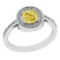Certified 1.25 Ct Natural Fancy Yellow And White Diamond Platinum Vintage Style Engagement Halo Ring