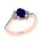 1.58 Ctw I2/I3 Blue Sapphire And Diamond 14K Rose Gold Bypass Engagement Ring