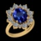 5.79 Ctw VS/SI1 Tanzanite And Diamond 10K Yellow Gold Vintage Style Ring