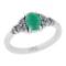 1.03 Ctw SI2/I1 Emerald And Diamond 14K White Gold Ring