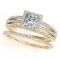 Certified 1.50 Ctw SI2/I1 Diamond 14K Yellow Gold Bridal Set Ring