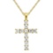 Prong-Set Diamond Cross Pendant Necklace 14k Yellow Gold 0.55ctw
