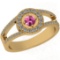 Certified 0.65 Ctw VS/SI1 Pink Sapphire And Diamond 14K Yellow Gold Ring