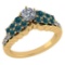 Certified 1.35 Ctw I2/I3 Treated Fancy Blue And White Diamond 14K Yellow Gold Vintage Style Annivers