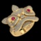 1.70 Ctw VS/SI1 Ruby and Diamond 14K Yellow Gold Vintage style wild face Ring