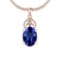 Certified 4.68 Ctw VS/SI1 Tanzanite and Diamond 14K Rose Gold Vintage Style Pendant