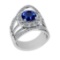 3.73 Ctw SI2/I1 Tanzanite And Diamond 14K White Gold Vintage Style Engagement Ring