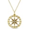 Compass Necklace Pendant Diamond Accented 14k Yellow Gold 0.19ctw
