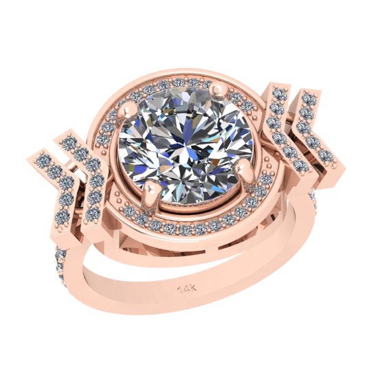 2.50 Ctw SI2/I1 Diamond 14K Rose Gold Engagement Ring