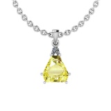 Certified 3.60 Ct Fancy Lemon And Diamond VS/SI1 Platinum Victorian Style Pendant