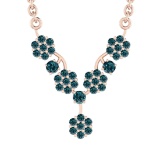 1.97 Ctw Treated fancy blue Diamond 14K Rose Gold Pendant Necklace