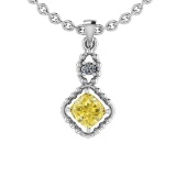 Certified 0.67 Ct Natural Fancy Yellow And White Diamond Platinum Pendant