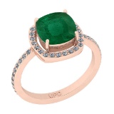 2.60 Ctw SI2/I1 Emerald And Diamond 14K Rose Gold Ring