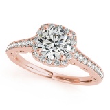 Certified 1.05 Ctw SI2/I1 Diamond 14K Rose Gold Engagement Halo Ring