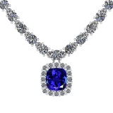 Certified 21.03 Ct Tanzanite And Diamond I1/I2 Platinum Necklace