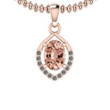 1.31 Ctw SI2/I1 Morganite And Diamond 14K Rose Gold Vintage Style Necklace