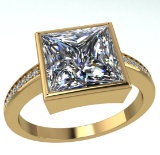 Certified 1.10 CTW Princess Diamond 14K Yellow Gold Ring
