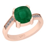 2.38 Ctw SI2/I1 Emerald And Diamond 14K Rose Gold Ring