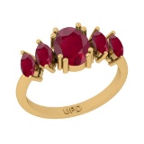 1.65 Ctw Ruby 14K Yellow Gold Five Stone Ring
