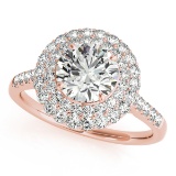 Certified 1.27 Ctw SI2/I1 Diamond 14K Rose Gold Engagement Halo Ring