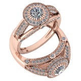 Certified 1.24 Ctw Diamond I1/I2 Engagement 10K Rose Gold Ring
