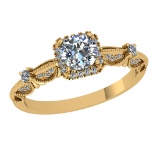 1.27 Ctw SI2/I1 Diamond 14K Yellow Gold Anniversary Ring Round Cut Center Stone Certified By GIA )
