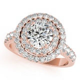 Certified 1.65 Ctw SI2/I1 Diamond 14K Rose Gold Engagement Halo Ring