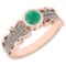 0.82 Ctw I2/I3 Emerald And Diamond 14K Rose Gold Engagement Ring